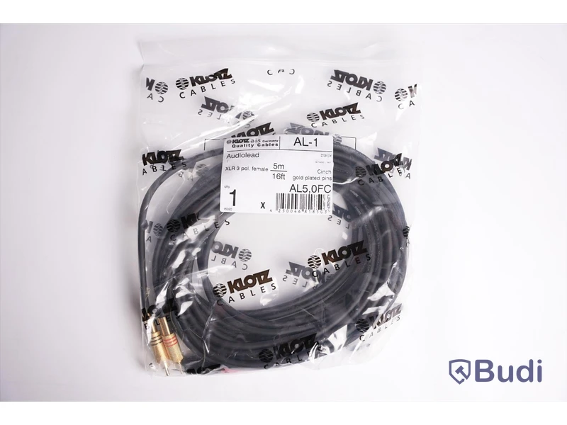 XLR-hona till RCA 11st, Klotz AL-1 Cable 5m. Ny, Obruten förpackning.