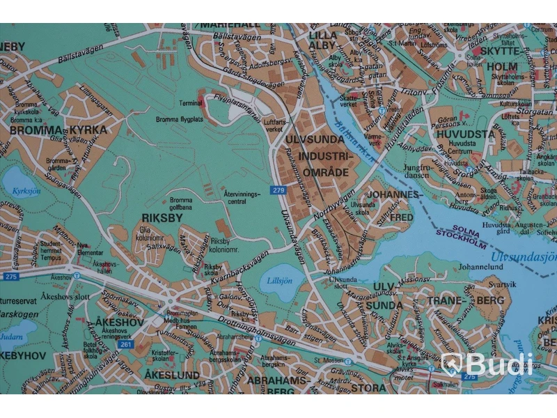 Karta Stockholm - 170 x 140 cm, aluminiumram, Norstedts kartor AB.