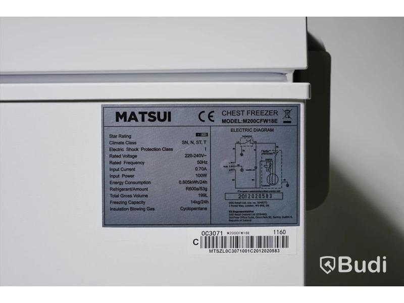 Frysbox, Matsui M200CFW18E.