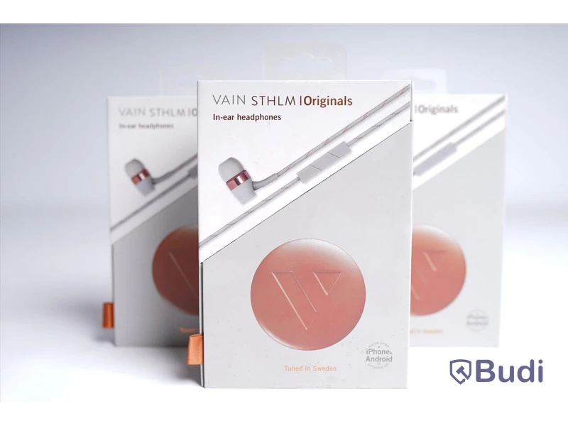 Hörlurar- 3 st cloudy grey, Originals In-ear headphones, VAIN STHLM, Ny, Obruten förpackning.