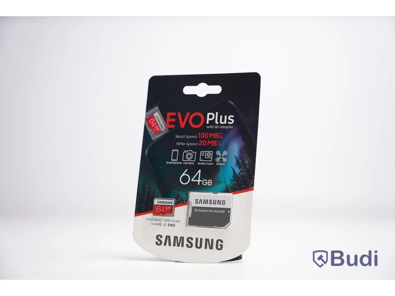 Minneskort 20st - Samsung Evo Plus with SD Adapter, 64GB. Ny, Obruten förpackning.