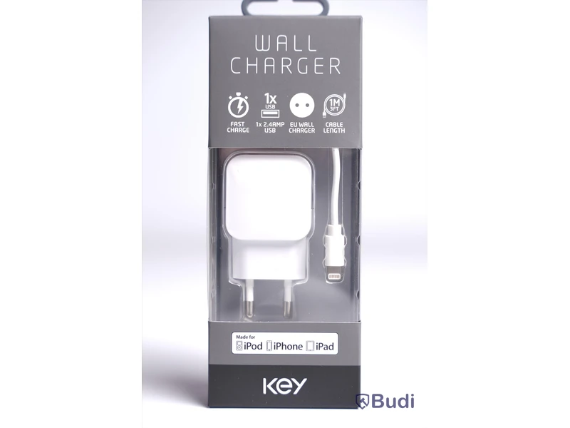Mobilladdare 4st - Key, Wall Charger With Lightning Cable. Ny, Obruten förpackning.