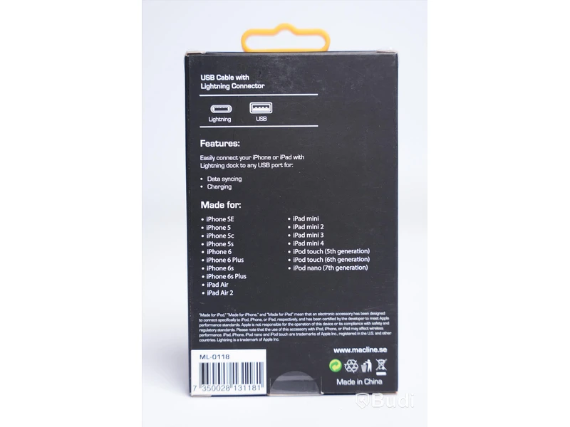 USB-kabel 3 st. - MACLINE, Lightning connector 1 m. Ny, Obruten förpackning.