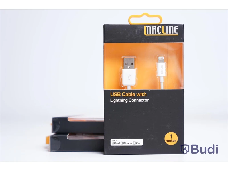 USB-kabel 3 st. - MACLINE, Lightning connector 1 m. Ny, Obruten förpackning.