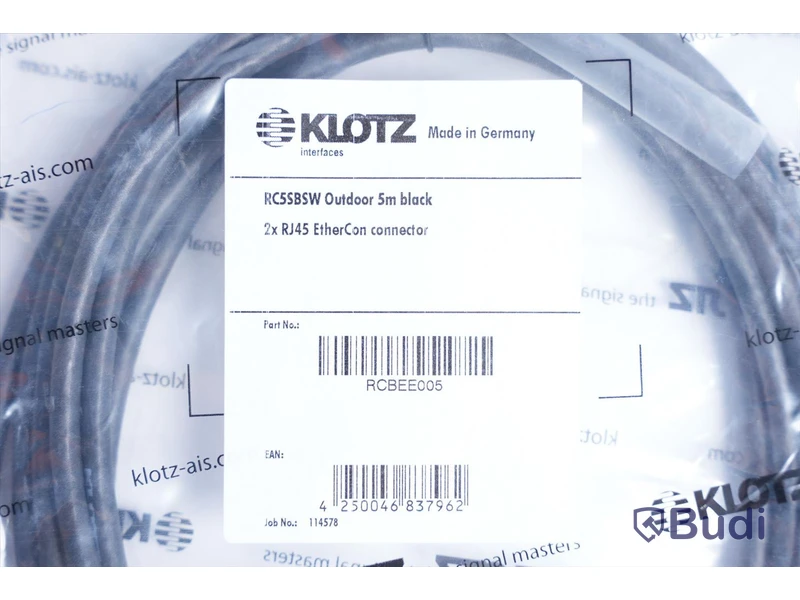Kabel - Klotz RC5SBSW Outdoor 5m Black 5st. Ny, Obruten förpackning.
