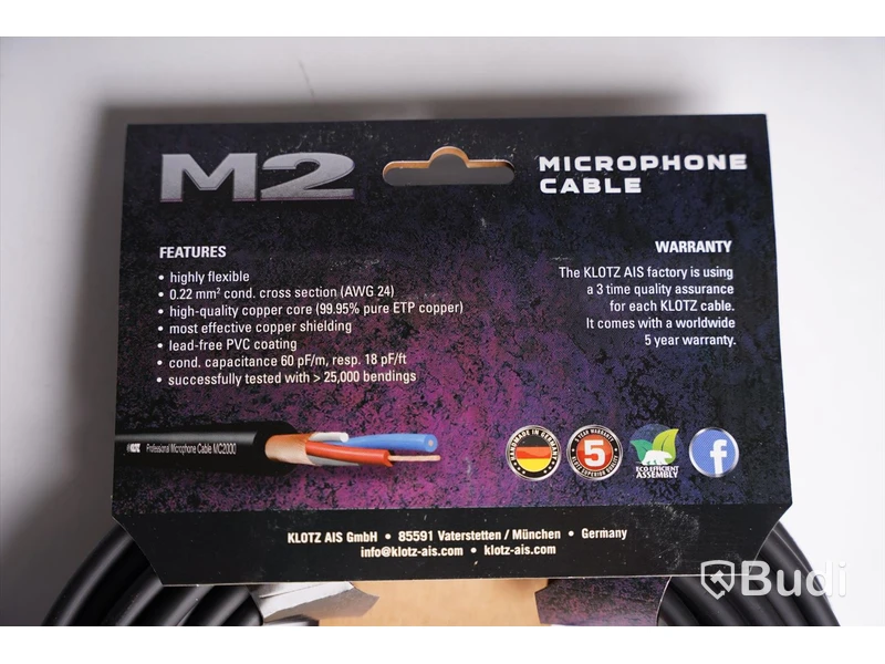 XLR Kabel 10st - Klotz M2 Microphone Cable. Ny, Obruten förpackning.