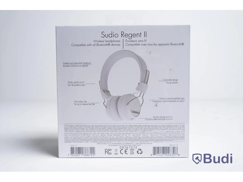 Trådlösa hörlurar - Sudio Regent II (vit). Ny, Obruten förpackning.