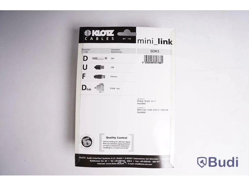 Data/Midi Kabel 10st - Klotz SDK3 3m. Ny, Obruten förpackning.