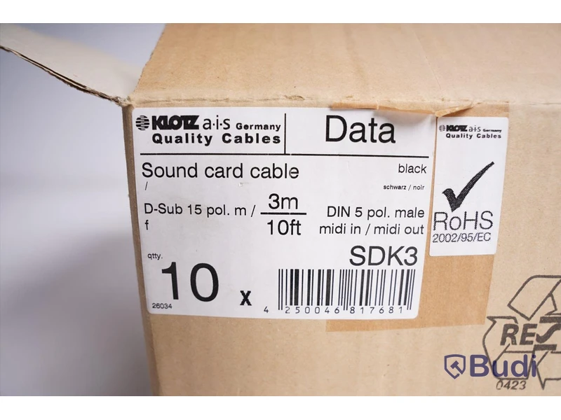 Data/Midi Kabel 10st - Klotz SDK3 3m. Ny, Obruten förpackning.