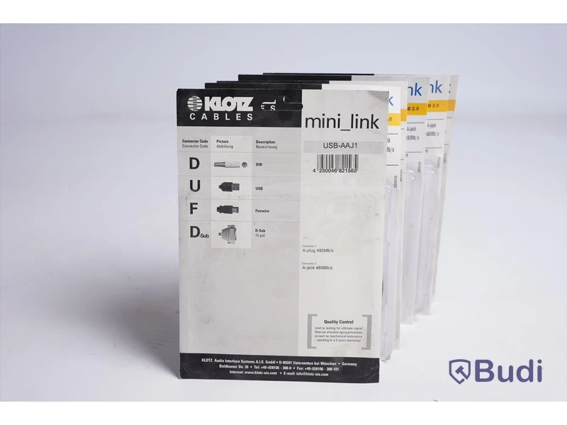 USB-kabel 6st - Klotz mini_link USB-AAJ1 1,5m. Ny, Obruten förpackning.