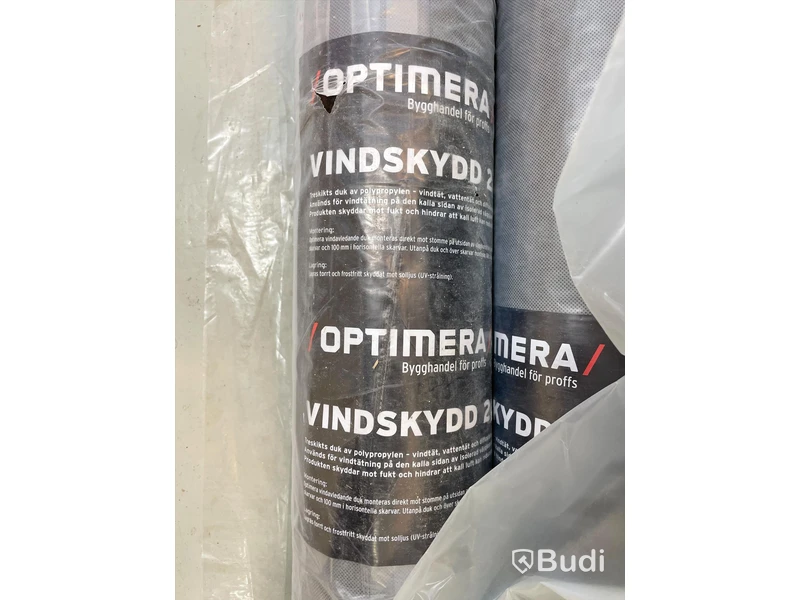 Div. byggmaterial. T.ex. skyddsplast, vindspärr.