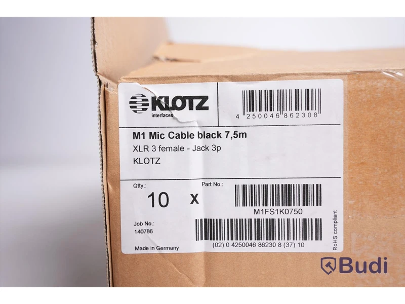 Mikrofonkabel 8st - Klotz M1 7,5m. Ny, Obruten förpackning.