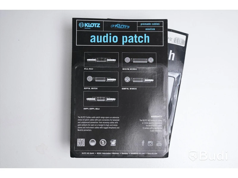 Mikrofonkabel 2 st - Klotz Audio Patch 0,3 m, M1MS1K0030. Ny. Obruten förpackning.