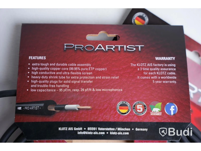 Telekabel 2st - Klotz Pro Artist PRON060PR, 6m. Ny.