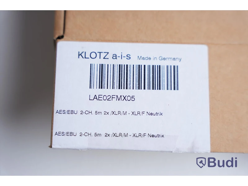 Stereo-XLR - Klotz LAE02FMX05, 5m. Ny.