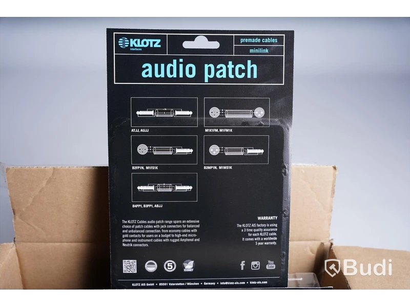 Patchkabel 10st - Klotz Audio Patch AU-JJ0090, 0,9m. Ny.