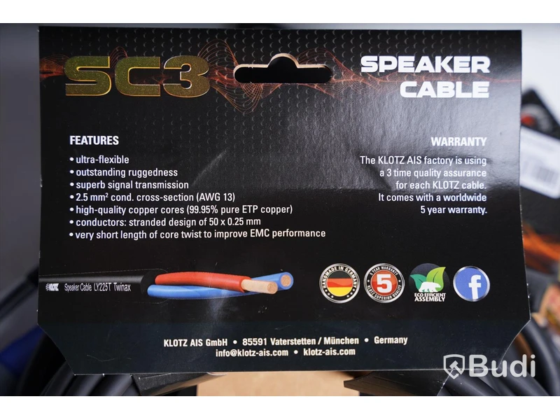 SPDIF-kabel 3st - Klotz Audio Digital SPDIX3.0SW, 3m. Ny.