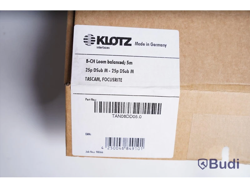DSub 25p-kabel - Klotz 8-CH Loom Balanced, 5m. Ny.