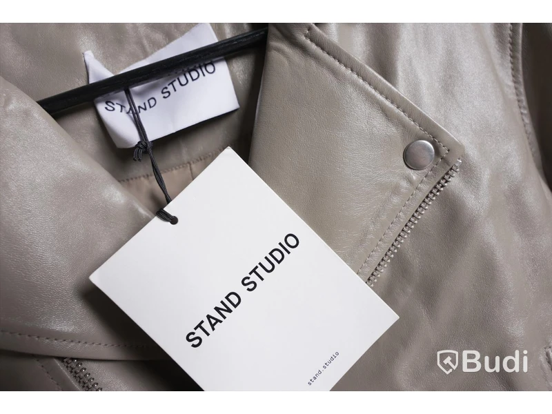 Skinnjacka - Stand Studio Nina Biker, Sandstone beige, Strl. 40, Unisex, lammskinn nappa. Ny.