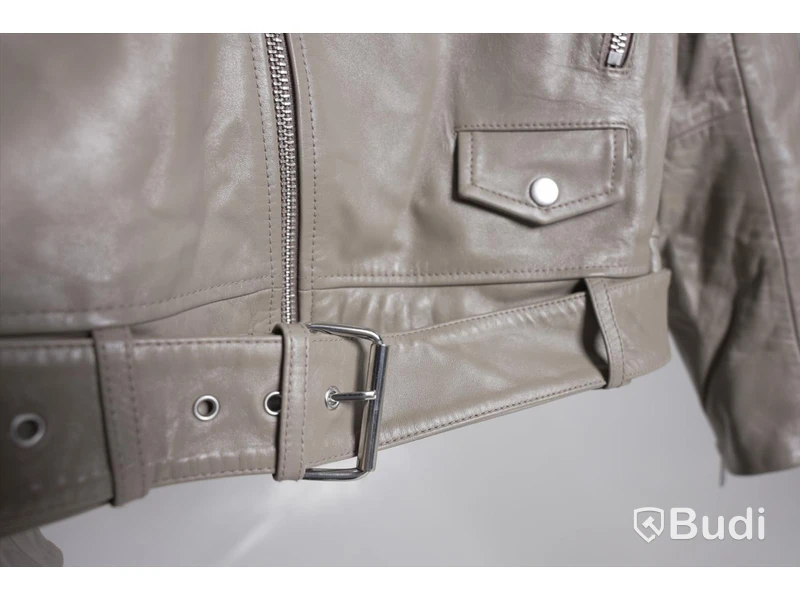 Skinnjacka - Stand Studio Nina Biker, Sandstone beige, Strl. 40, Unisex, lammskinn nappa. Ny.