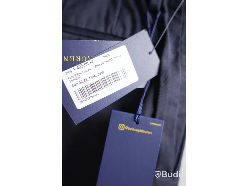Byxor/chinos - Polo Ralph Lauren, Slim fit stretch chinos, Marinblå, Strl. 33/32, Herr. Ny.