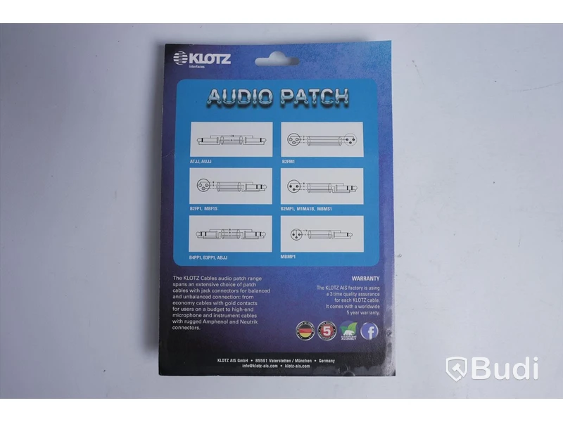 2 st Audio Patch kablar - KLOTZ AB-JJ0030, 0,3 m