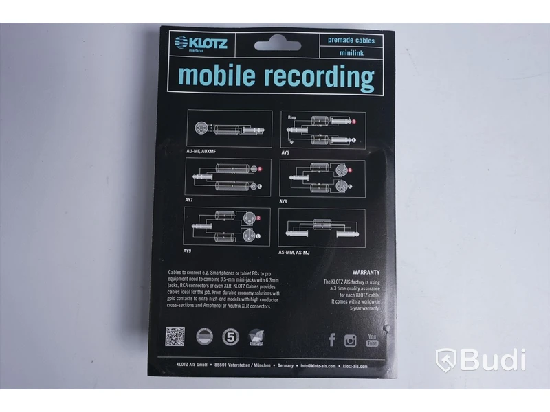2 st Mobile rec kablar - KLOTZ AY9A0200, 2 m