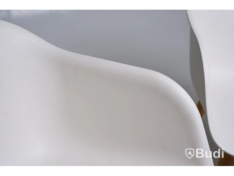 2 st. Designstol - Muuto, Fiber Armchair, natural white återvunnen plast och ek.