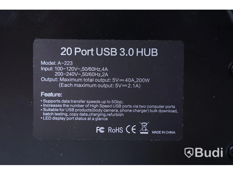 USB Laddningsstation, Sipolar 20 Ports USB Charging Hub Modell: A223