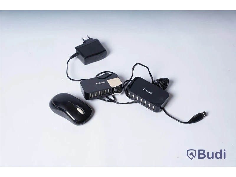 2 ST USB Laddningsstation Modell: DUB-H7/E D-Link, Datamus Microsoft Wireless Mouse 1000 Modell: 1454
