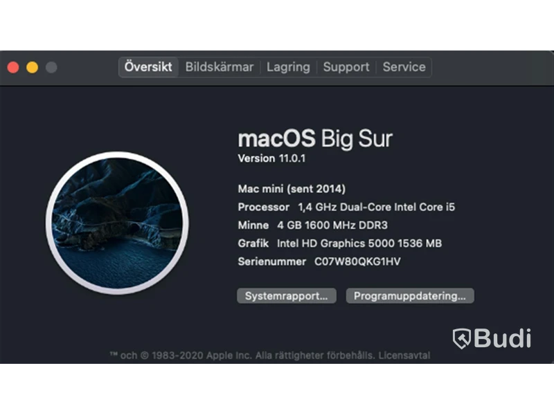 Mac mini - Late 2012, 4 GB RAM, 240 GB SSD SATA.