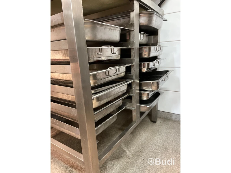 Rostfrihylla med kantiner