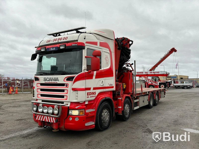 Lastbil Scania R480 8x2-6 Kranflak | Bodbil HMF Thor 8520 K8