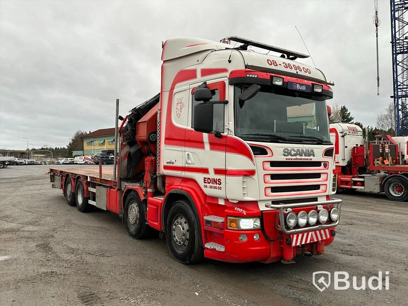 Lastbil Scania R480 8x2-6 Kranflak | Bodbil HMF Thor 8520 K8