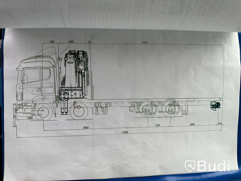 Lastbil Scania R480 8x2-6 Kranflak | Bodbil HMF Thor 8520 K8