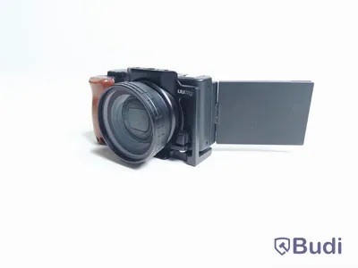 Kamera Sony ZV-1 med aluminiumcage med trähandtag och vidvinkeladapter ink batteri