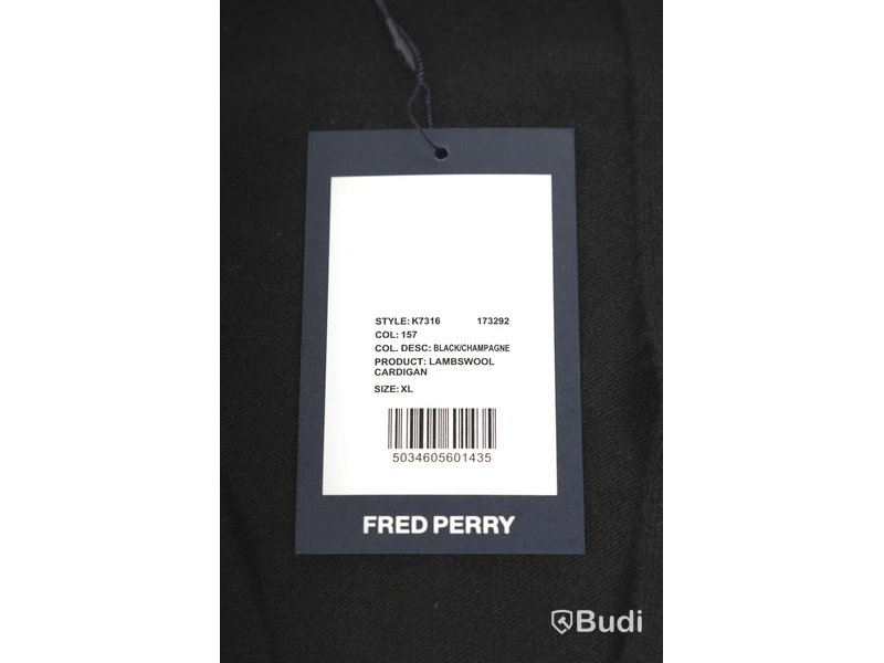Cardigan - Fred Perry, Lamb wool, Svart (Storlek XL)  Ca Nypris 2000 kr