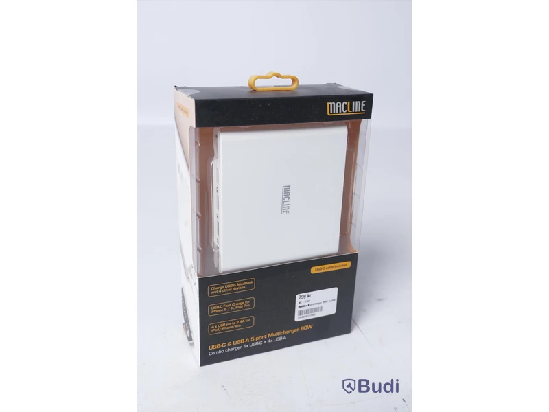 Multiladdare - MACLINE, 80W, USB-C och USB-A 5-port