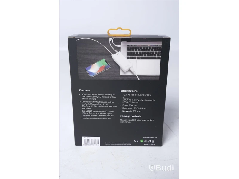 Laddare - MACLINE, 90W, USB-C och 2,4 USB-A Port