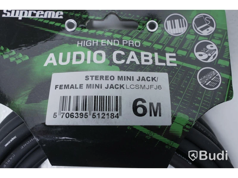 Audio Kabel 2st - Supreme Stereo Mini Jack/Female Mini Jack 6m