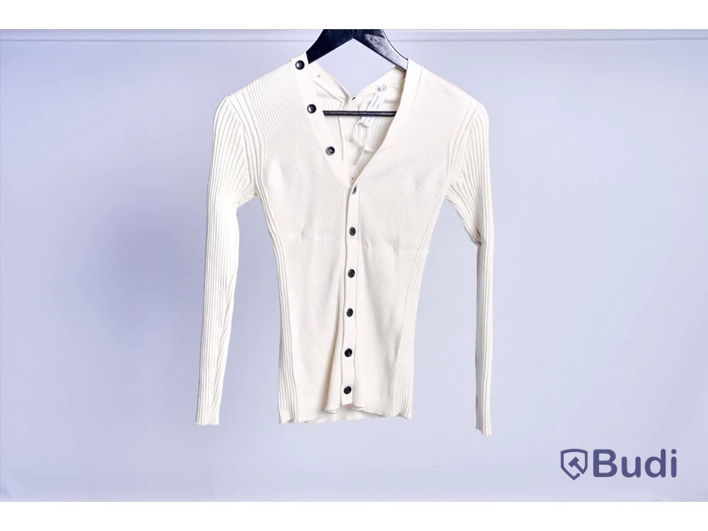 Stickad Kofta - Proenza Schouler White Label Cotton Cashmere Rib Knit Cardigan - Strl XS (Nypris ca 3000 kr)