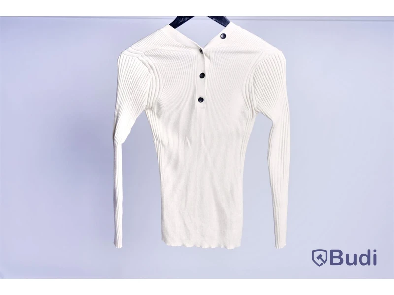 Stickad Kofta - Proenza Schouler White Label Cotton Cashmere Rib Knit Cardigan - Strl XL (Nypris ca 3000 kr)