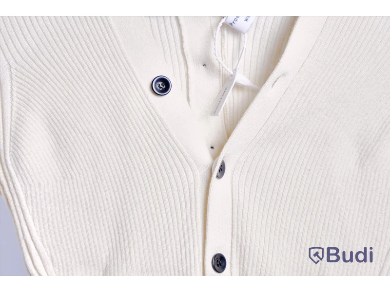 Stickad Kofta - Proenza Schouler White Label Cotton Cashmere Rib Knit Cardigan - Strl XL (Nypris ca 3000 kr)
