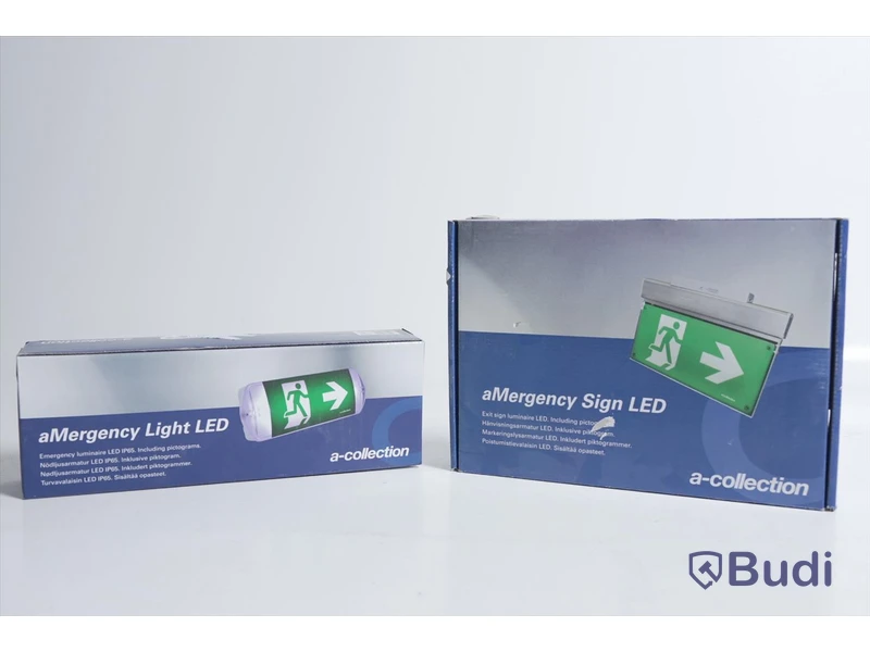 Nödbelysningsarmatur - Ahlsell, aMergency light LED & aMergency Sign LED