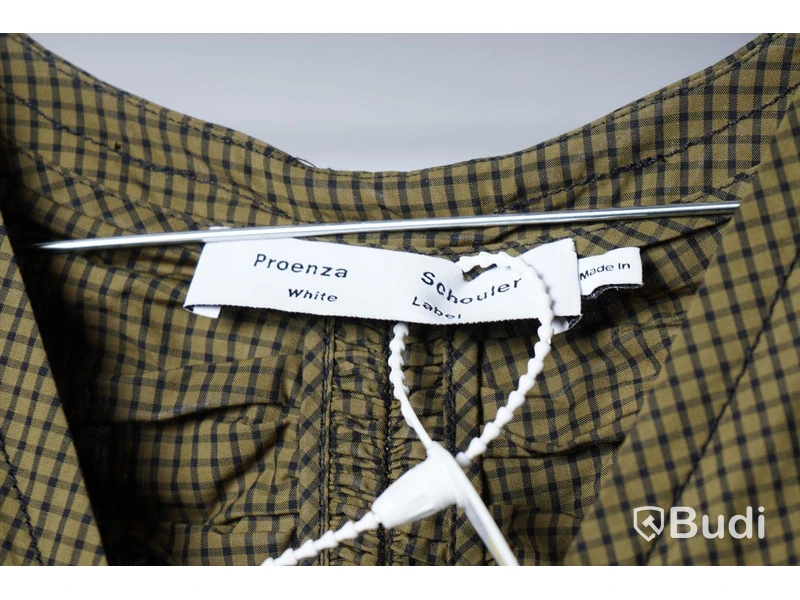 Blus - Proenza Schouler White Label Plaid Poplin Puff Sleeve