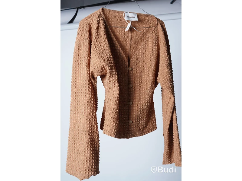Blus - Nanushka Waffle Texture Bell Sleeves Blouse Storlek S
