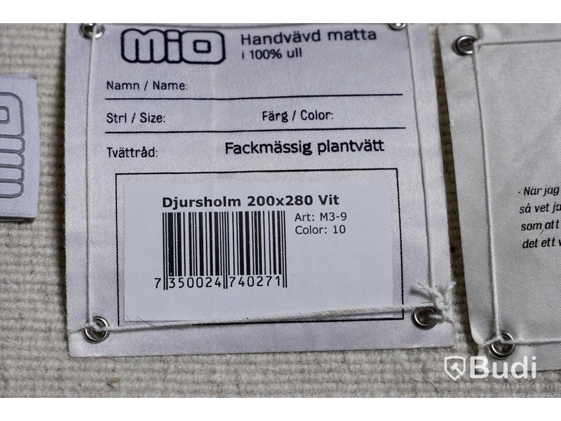 Matta, Mio, Handvävd Djursholm Vit 200x280