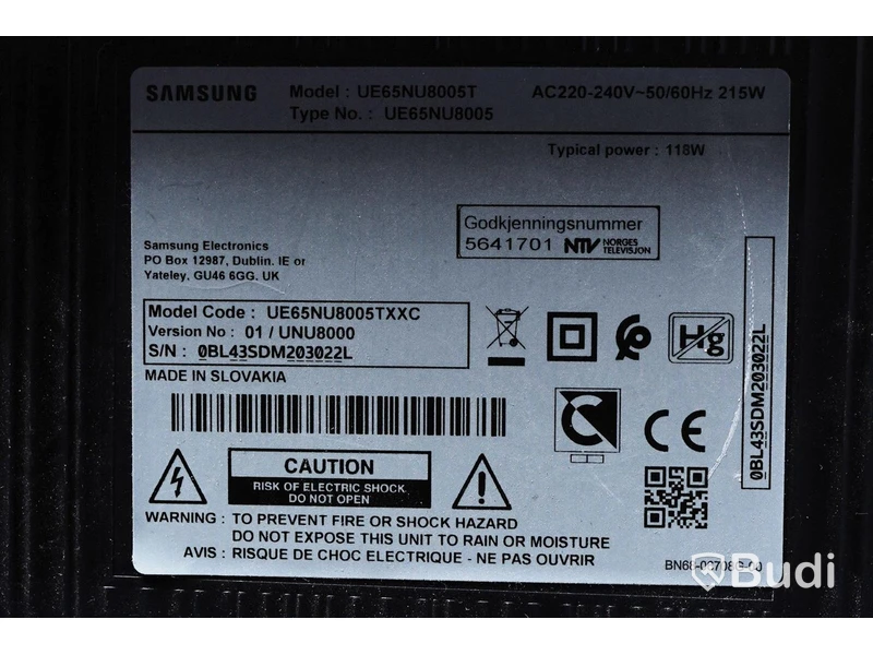 TV - Samsung Smart Premium 4K UHD TV - 65” - OBS utan fjärrkontroll. (UE65NU8005T)