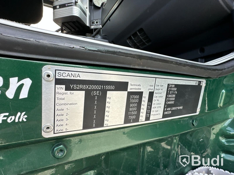 Lastbil Scania R490LB8X2-6 HNB Kranbil / Bodbil Hiab 858 E-7 med jibb