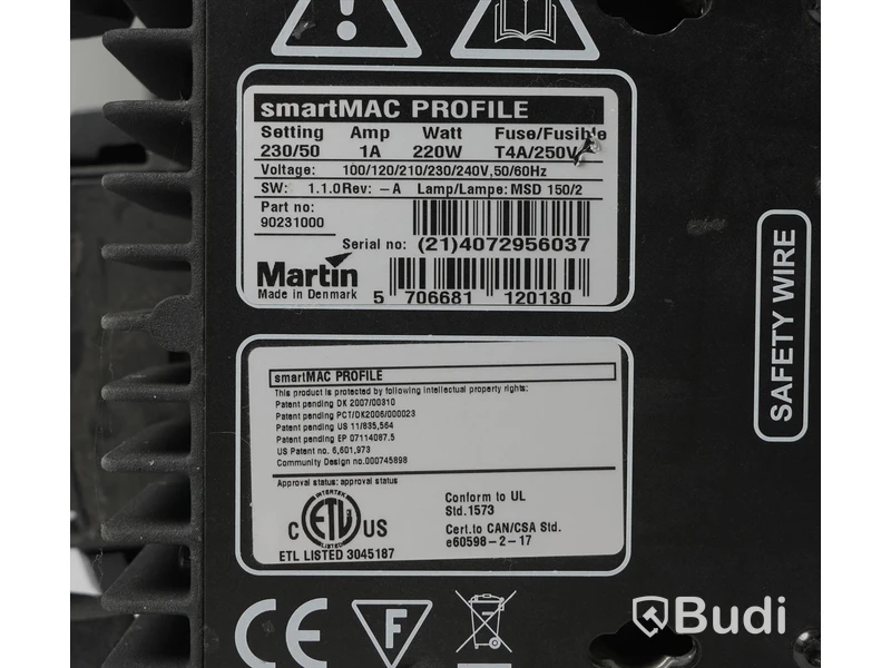 2 st Moving Head - Martin SmartMac Profiles 120V eller 220V, OBS! strömkabel saknas